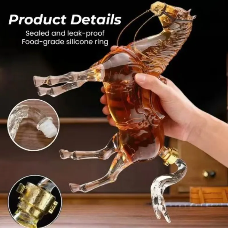 

Horse Shaped Wine Bottle, High-quality Glass Bar Utensil, Whiskey Decanter, Innovative Design, Men's Gift