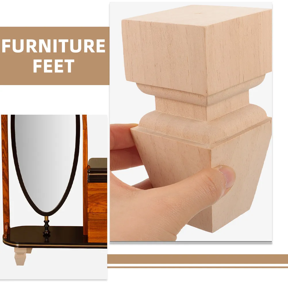 4Pcs European Style Solid Wood Furniture Legs Exquisite Carved Replacement Sofa Table Chair Cabinet Feet Couch Feet