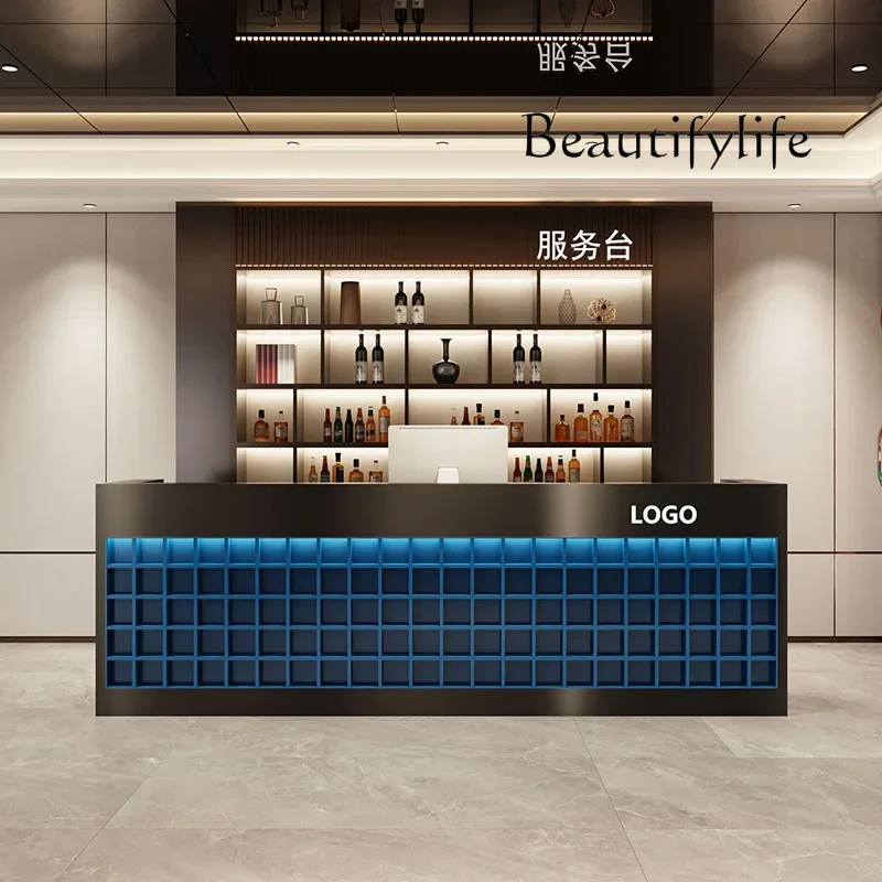 

56 Stainless steel commercial checkout page American clothing store simple reception front desk can be customized