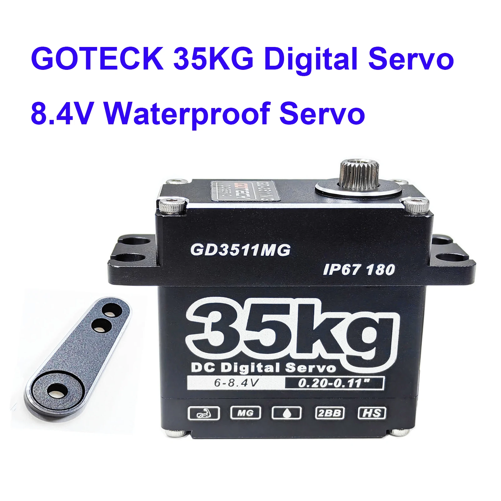 

GOTECK 35kg Digital Servo IP67 Waterproof Full Aluminum Case Large Torque 8.4V Full Metal Gear Steering Servo For RC Car