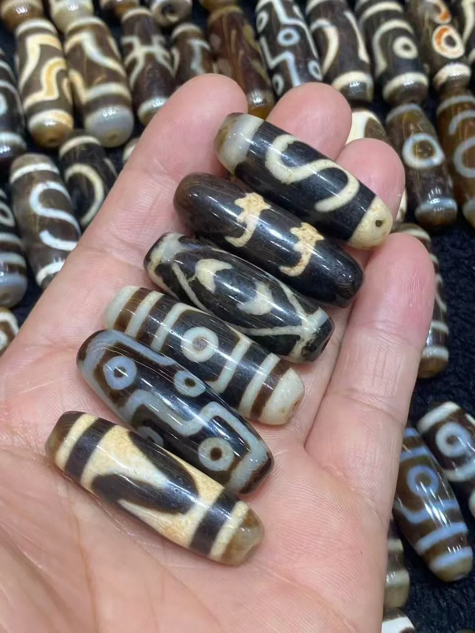 100pcs/lot Special offer 40mm brown agate Dzi bead complete patterns naturally weathered high cost-performance loose beads