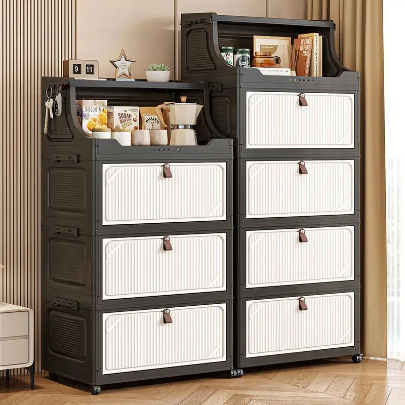 Foldable Snack & Toy Storage Rack – Multi-Layer Organizer Cabinet for Living Room & Bedroom, Movable Bedside Shelf, Space-Saver