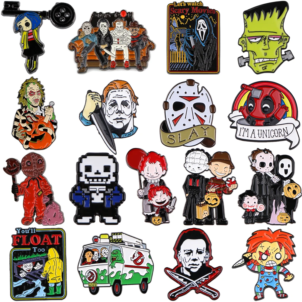 Halloween Horror Pins Panic Enamel Pin Backpack Jeans Brooches Brooches for Clothing Badges Jewelry Accessories Souvenir Gifts