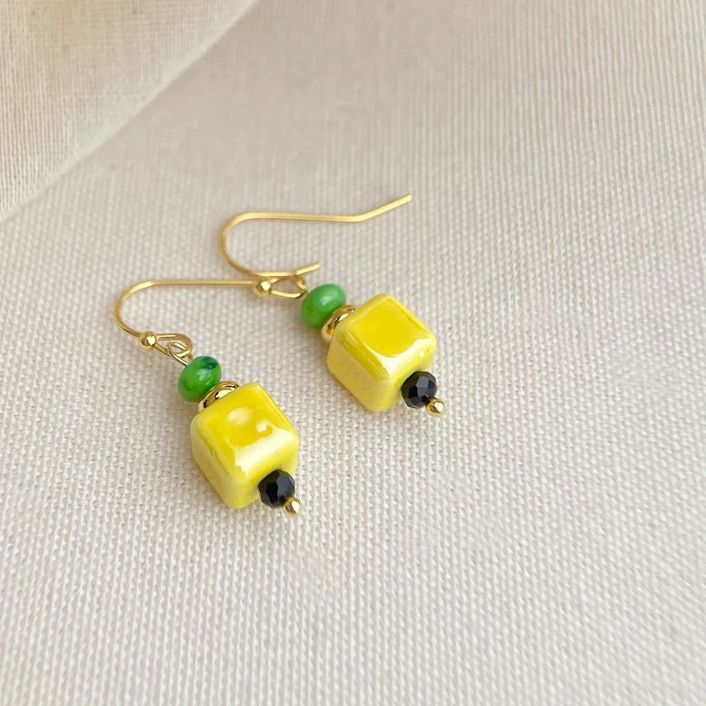 DIY accessories Dopamine sweet yellow flower earrings creative fun fruit stud earrings women's small fresh Korean earrings high
