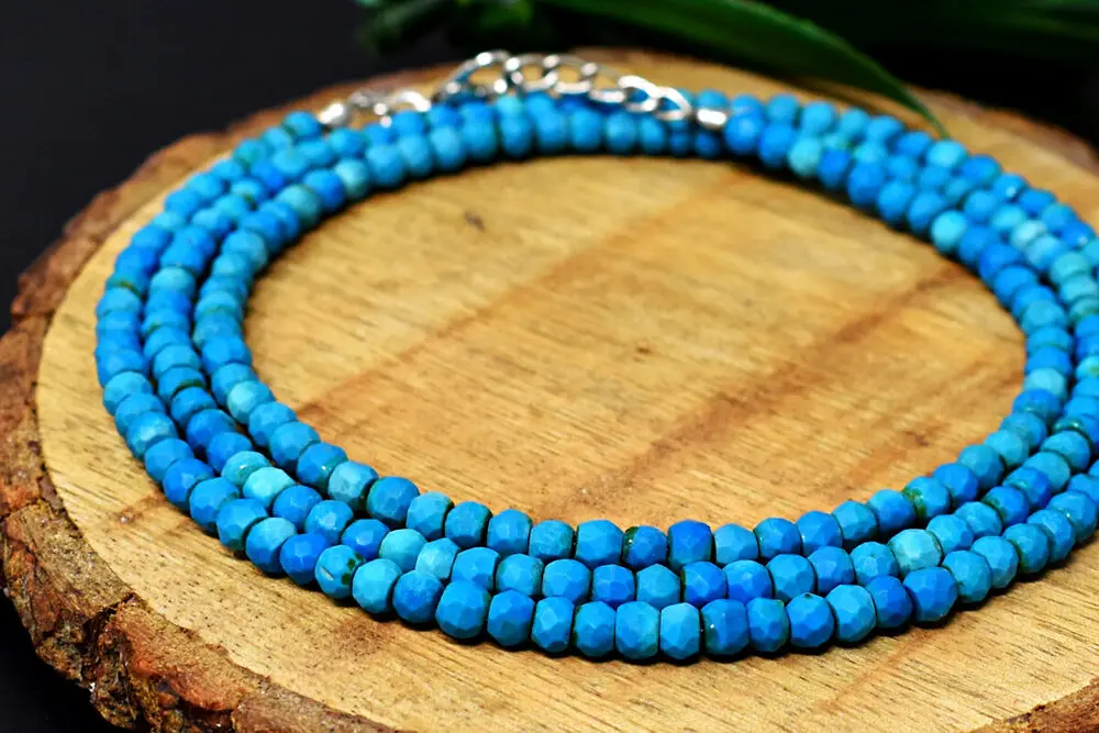 الأوجه 89 قيراط الأرض المصنوعة من الفيروز الأزرق شكل دائري مطرز قلادة JK 06E301A