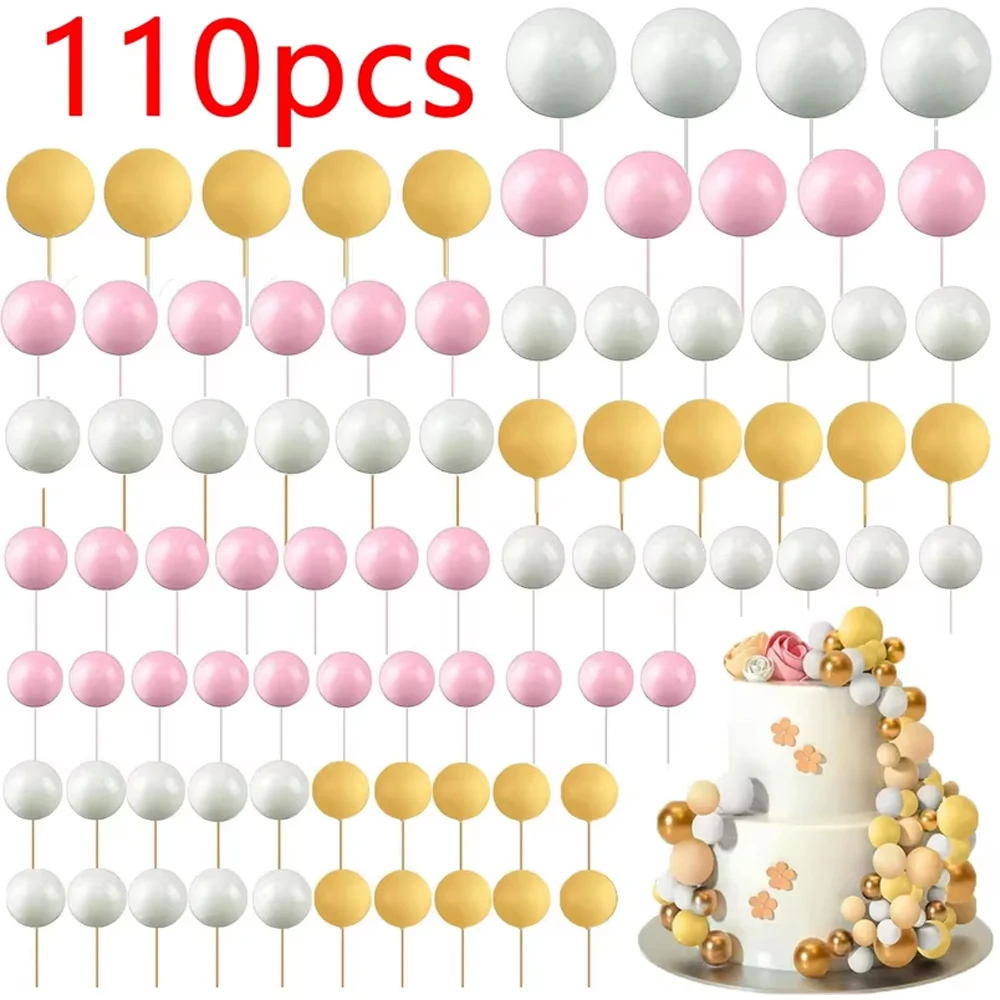 

110Pieces Cake Cupcake Topper DIY Mini Balls Baking Decoration for Wedding Anniversary Valentines Day