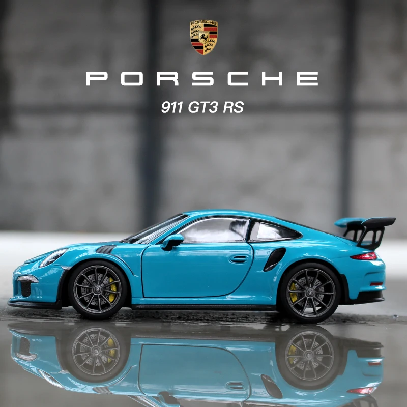 welly 1:24  Porsche 911 GT3 RS blue car  alloy car model simulation car decoration collection gift toy Die casting model boy toy