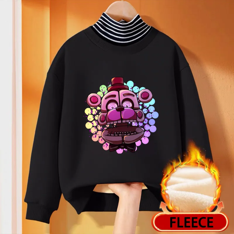 

Детская толстовка с высоким воротом Five Nights At Freddy's 2, милая толстовка с капюшоном на флисовой подкладке с рисунком медведя, зимние модные теплые детские топы