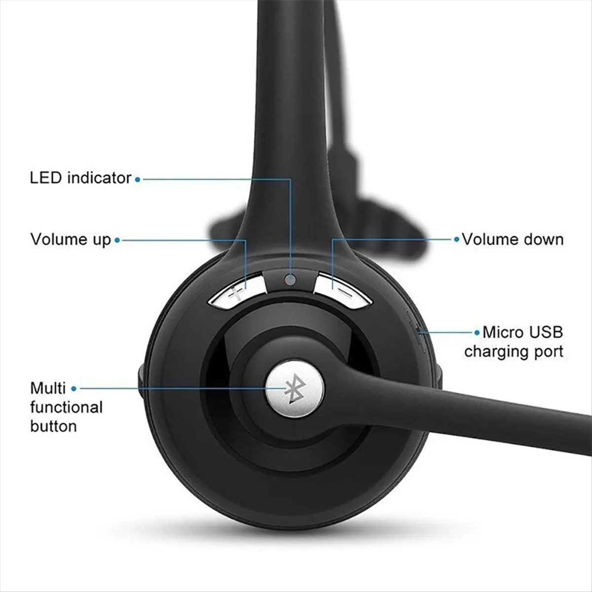[NEW] Business Headphone Bluetooth Telephone Headset Light Weight Black Single Ear Adjustable Mic Range for Phone for Meeting