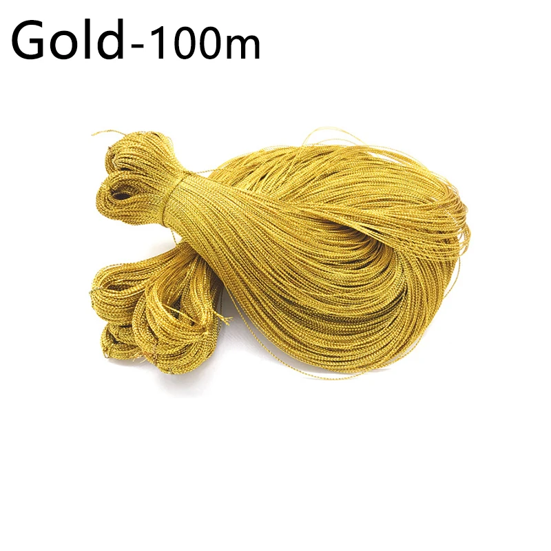 100m oro argento colore Glitter corde confezione regalo stringa gioielli filo fai da te Tag String Line braccialetto che fa etichette filo di corda