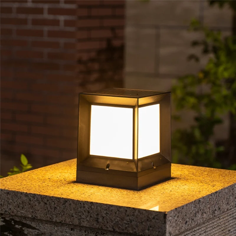 

LED Solar Column Headlight Solar Powered Pillar Lamp Outdoor Waterproof Wall Light for Courtyard Landscape Garden 10CM