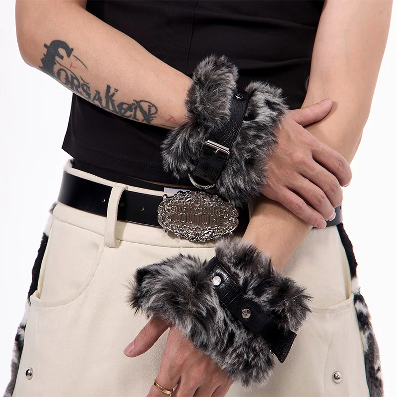 Carnival Personalized Hip-Hop Patchwork Fur Plush Bracelet, Men's And Women's Jewelry Accessory Gifts