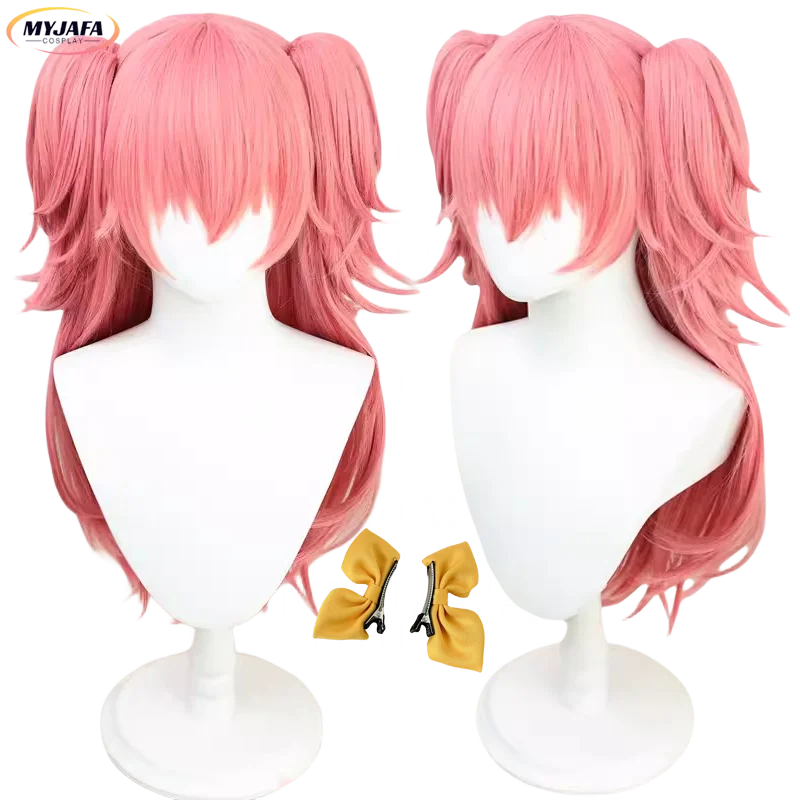 Momoi Airi Cosplay Wig High Quality 70cm Pink Double Clips Ponytails Heat Resistant Synthetic Hair Party Anime Wigs + Wig Cap