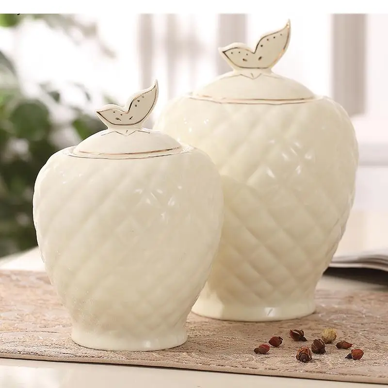 

Simple Ceramic Ginger Jar Household Tea Storage Box Decoration Living Room Candy Modern Home Accessories