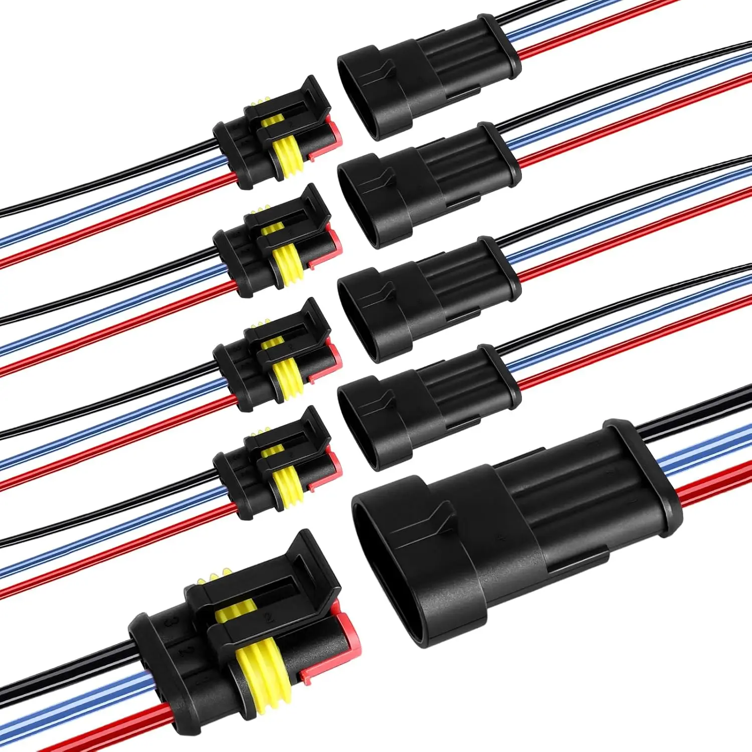14AWG 3 Pin Plug Waterproof Connector, Male and Female Way Auto Electrical Wire Connectors Harness Suitable for Car, Truck, Boat