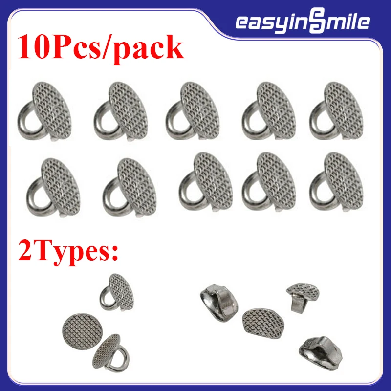 

10Pcs Dental Orthodontic Lingual Buttons Bondable with Round & Rectangular Base for Ortho Braces Treatment Easyinsmile