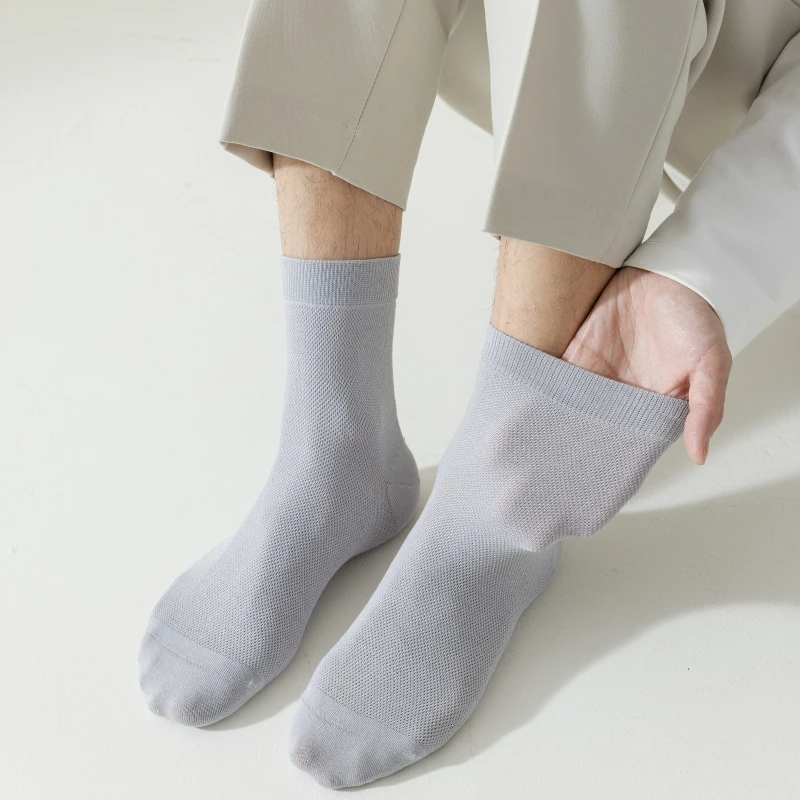 

5 Pair Men's bamboo mesh socks. Summer Thin fashion casual socks. High quality cotton socks with massage soles for men