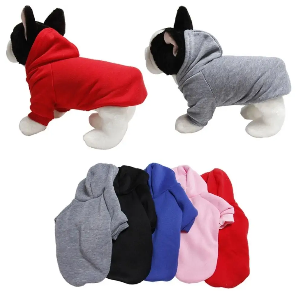 Warm Solid Color Pet Hoodie Comfortable Polyester Two-legged Dog Sweatshirt Dog Hoody Soft Puppy Coat Sweatshirt Autumn