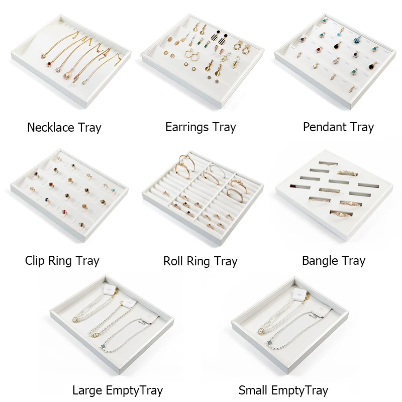 Elegant Black White Leatherette Jewelry Ring Display Drawer Tray Pendant Necklace Earring Storage Holder Organizer Shop Showcase