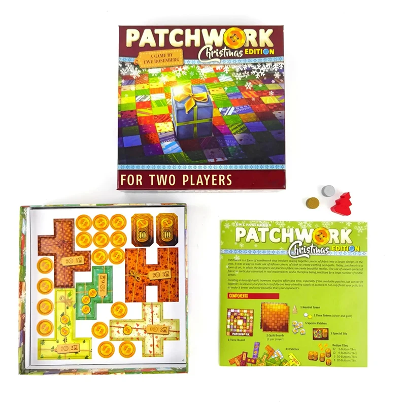 Fabric Weaving Christmas Board Game for Two Players Funny Games Paper Cards English Version Patch Wars Strategy Board Games