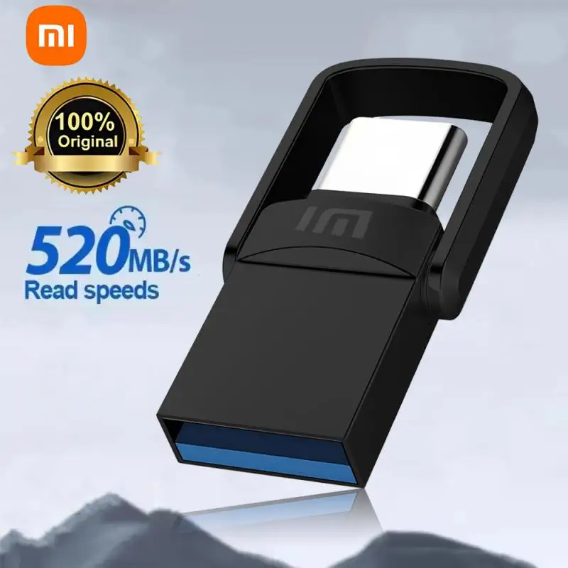 Original XIAOMI 2TB โลหะ U Disk 2 IN 1 OTG 1024GB 64GB แฟลชไดรฟ์ USB 3.1 512 GB 1TB ปากกาไดรฟ์ Memory Stick ประเภท C อะแดปเตอร์