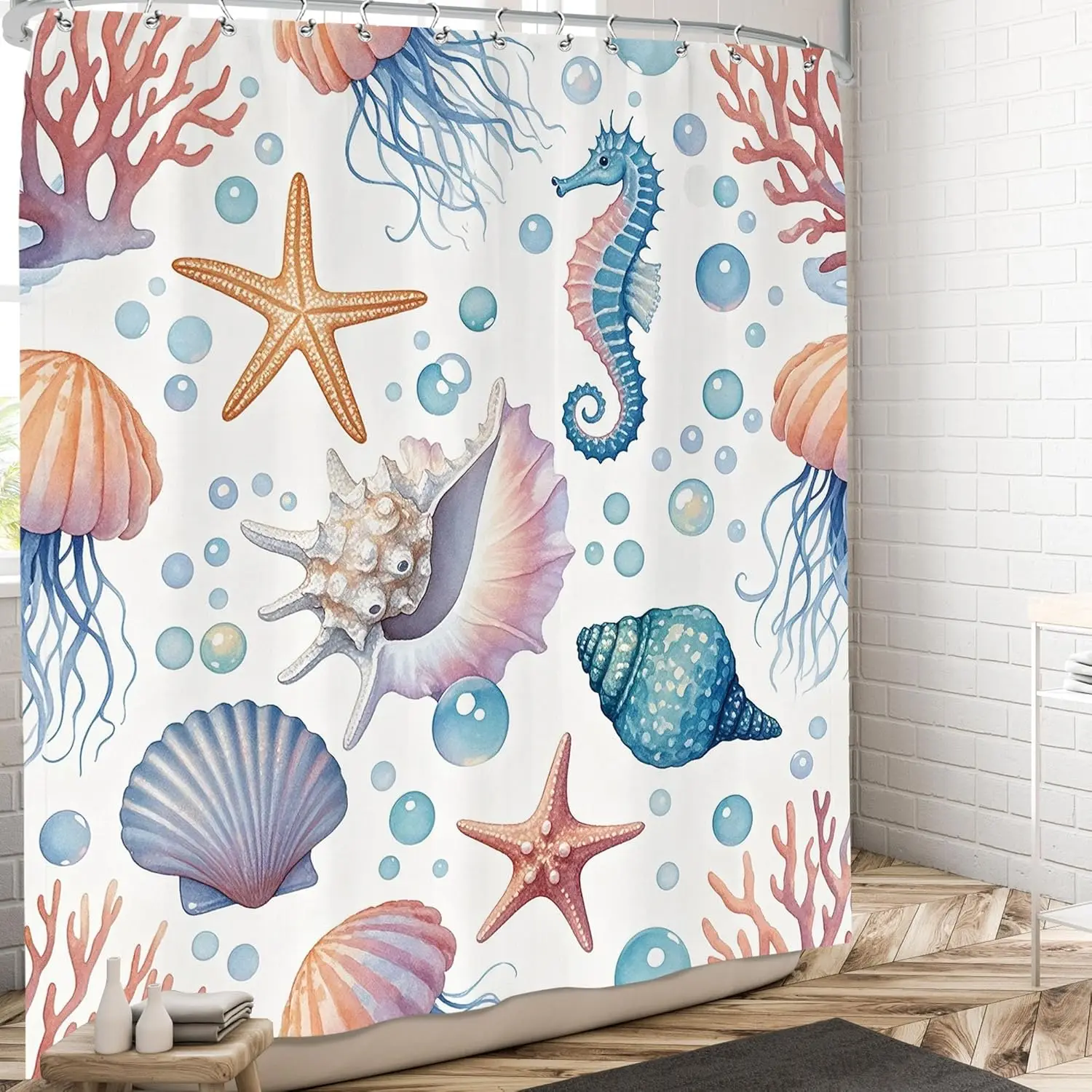 

Милая морская звезда, ракушка, занавеска для душа, морская занавеска для душа, набор для девочек, розовый коралл, аксессуары для ванной комнаты, домашний декор