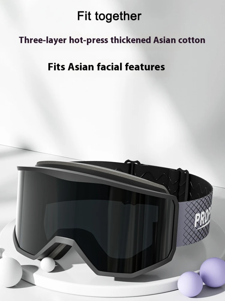 PROPRO Magnetic Professional Ski Goggles with Case 100% Anti-fog UV400  Lens Protection Men and Women Snow Protection Glasses