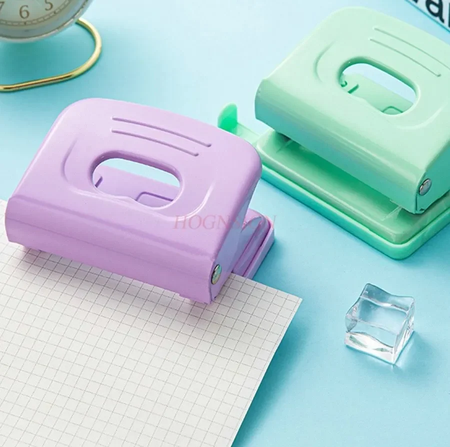 Macaron color circular double hole large thick loose leaf punch manual circular hole press