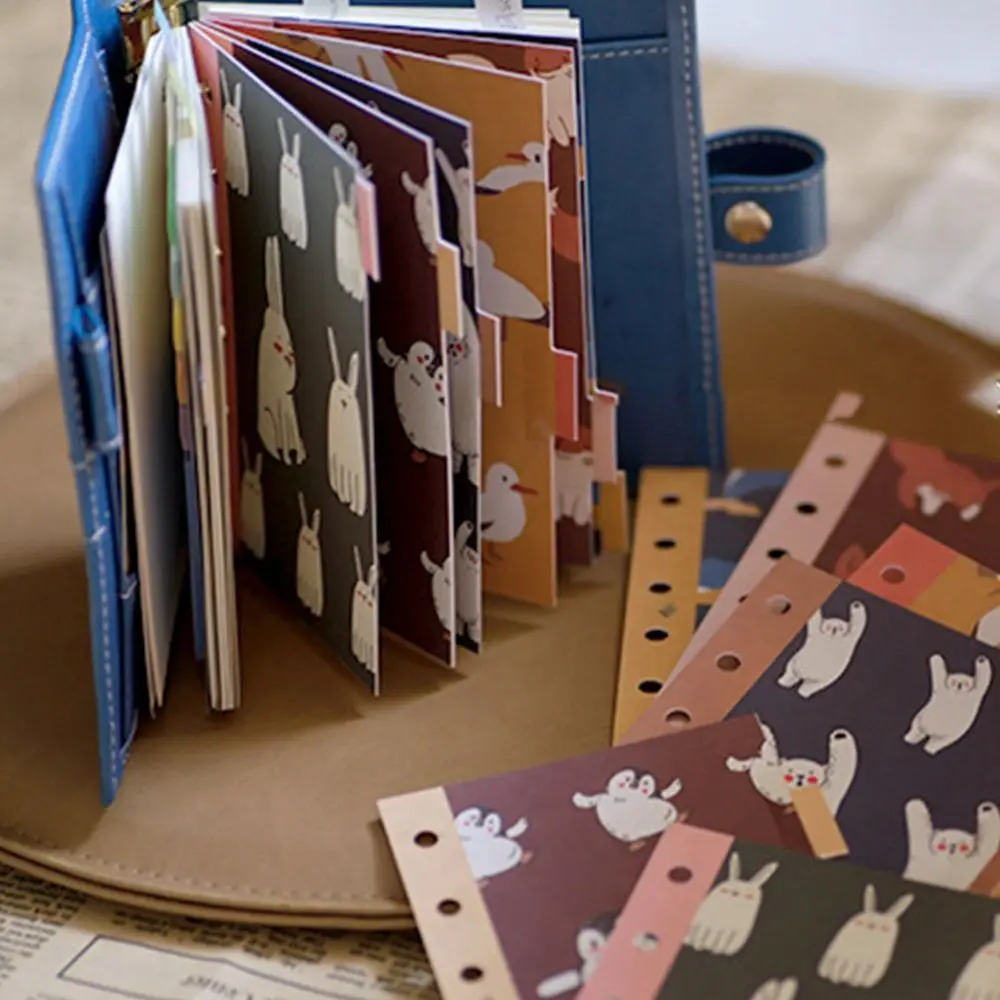 6 قطعة A5/A6/A7 فهرس صفحات الكرتون الحيوان 6 ثقوب الصفحة الداخلية تصنيف مخطط دوامة دفتر فواصل أوراق فضفاضة