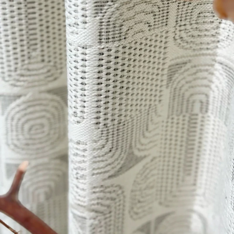 New Retro Off White High-grade Jacquard Blackout Sound Insulation Curtains for Living Room Bedroom French Window Customized