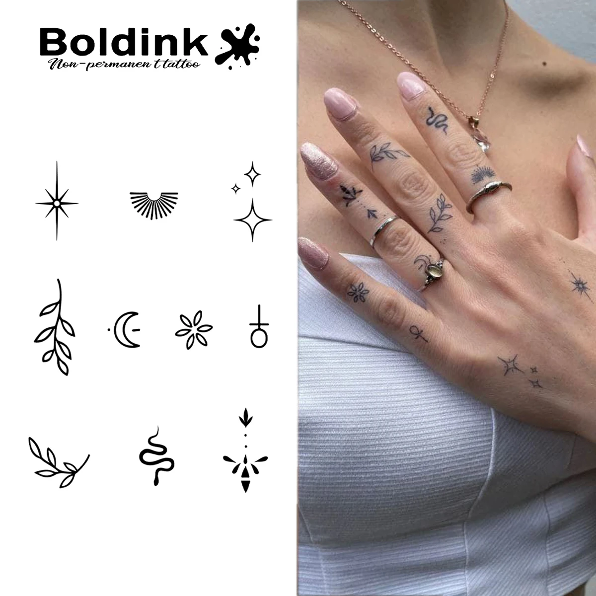 

Крошечные ботанические и небесные временные татуировки, срок до 15 дней, водонепроницаемая полуперманентная наклейка New Tech Magic.