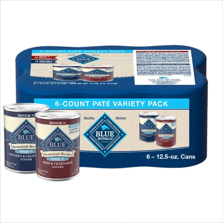 Homestyle Senior Beef and Chicken Wet Dog Food Variety 6 Pack, 12.5 oz Cans