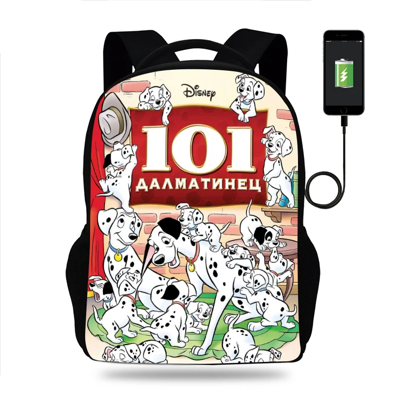 Disney 101 Dalmatians Backpack Boys Girls School Bag Teenager Book Bags Men Women Rucksack USB Travel Knapsack Mochila