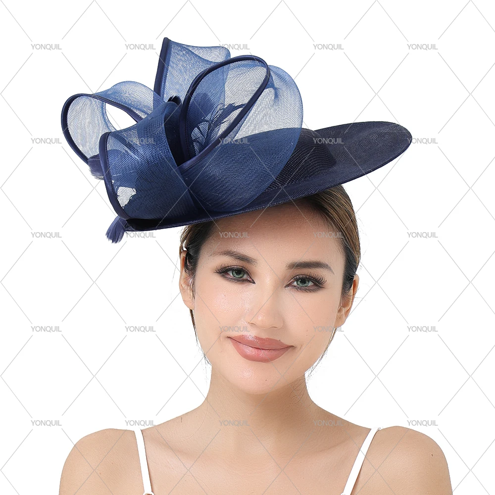 30CM Base Vintage Derby Headpiece Fascinator Chapeau Big Party Hat for Women Ladies Wedding Marriage Occasion Hair Accessories