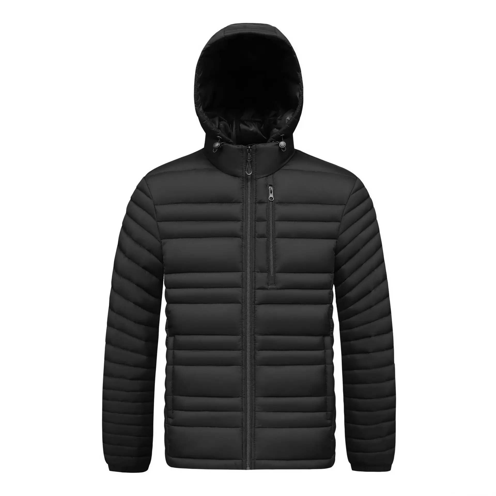 Man Coat Winter Thicken Warm Stand Collar Zipper Male Down Outerwear Simple Solid Color Long Sleeve Detachable Hooded Men Jacket
