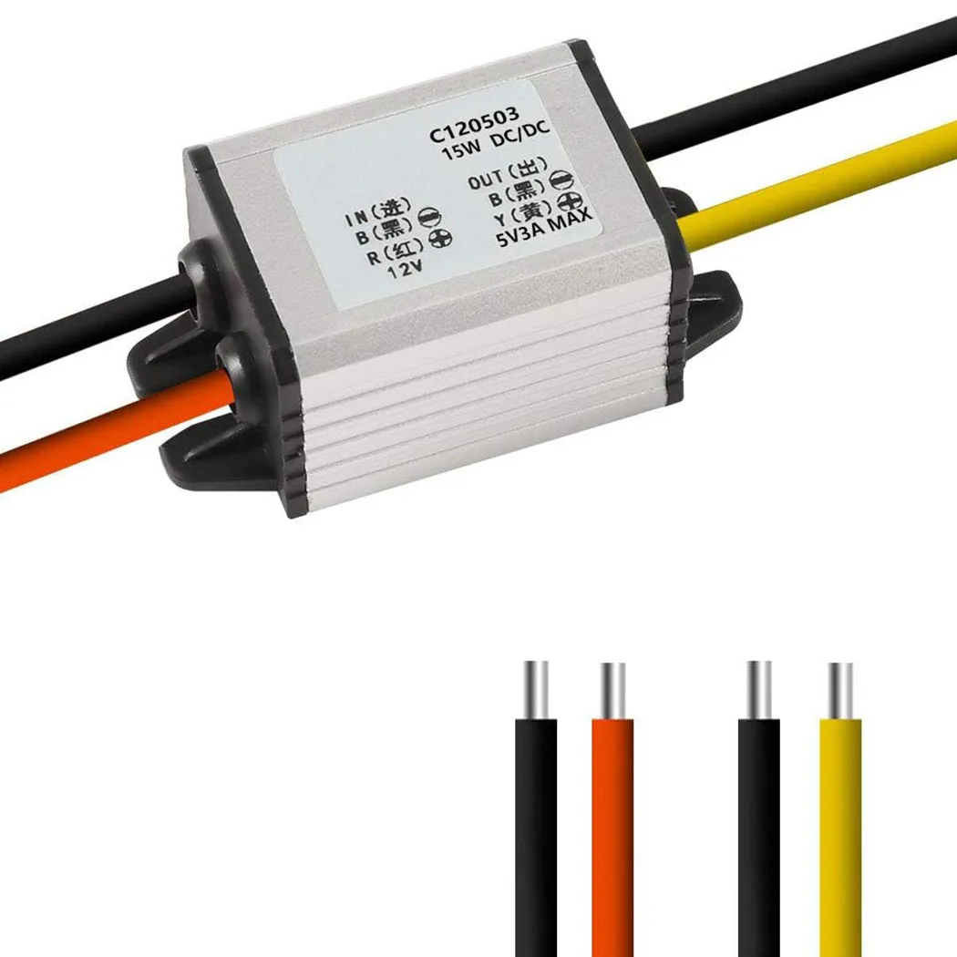 DC-DC 12V to 5V 3A 15W Car Power Buck Converter Regulator Step Down Voltage Power Supply Output Adapter Low Heat Auto Protection