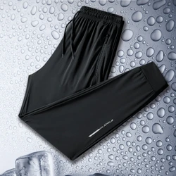 2025 Summer Casual Pants Men's Ice Silk Comfortable Breathable Stretch Hallen Pants Gym Sports Quick-drying Running Pants Loose