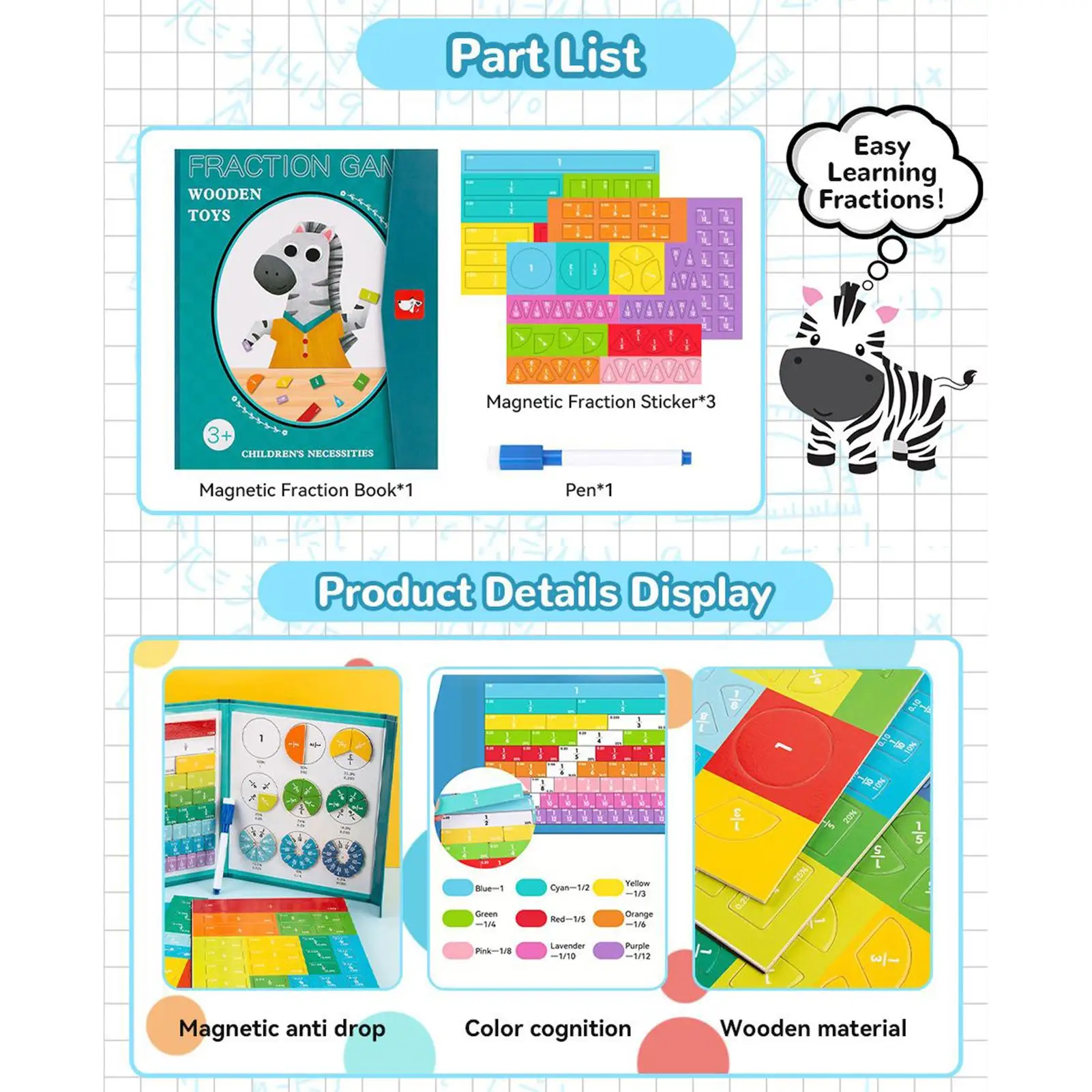 Magnetic Fraction Educational Puzzle Magnetic Fraction Circles Activity Set Homeschool Supplies Stem Math Master Set For