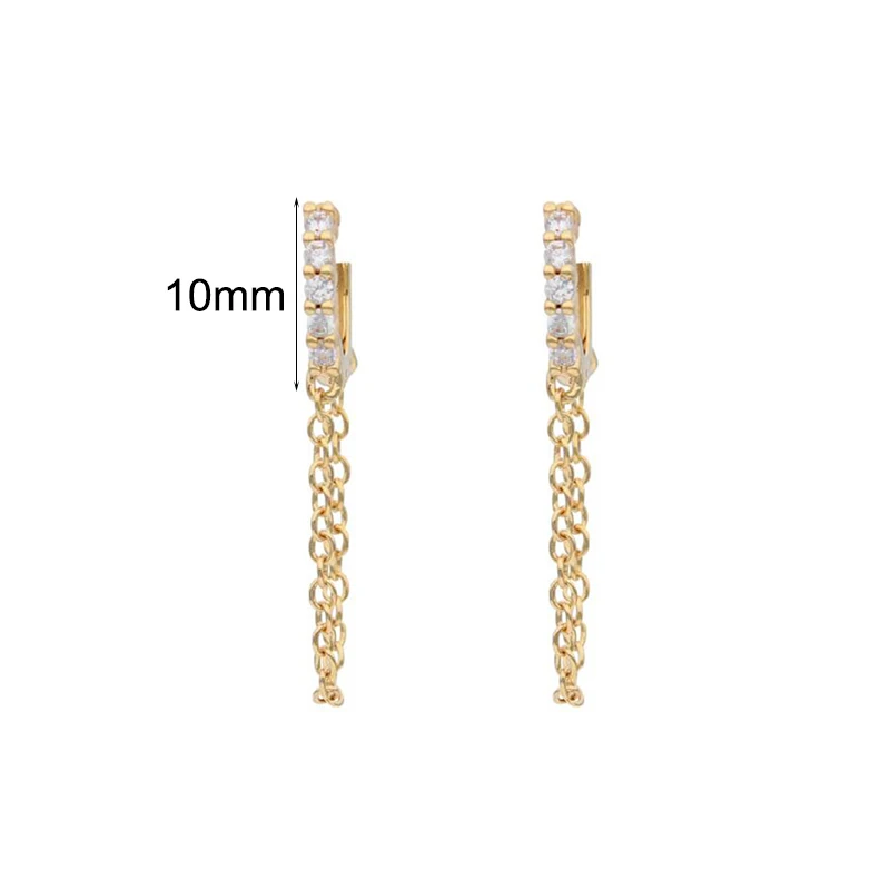 TIANDE Gold Color Chain Dangle Earrings for Women Zircon Piercing Earrings Fashion 2024 Jewelry Wholesale