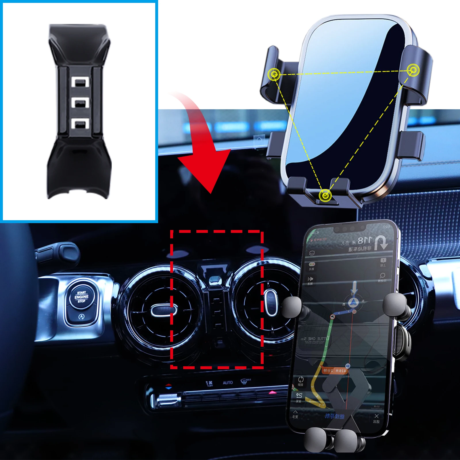 Soporte para móvil de coche para Mercedes Benz GLB EQB X247 2020 ~ 2025 soporte GPS soporte de navegación accesorios para automóviles