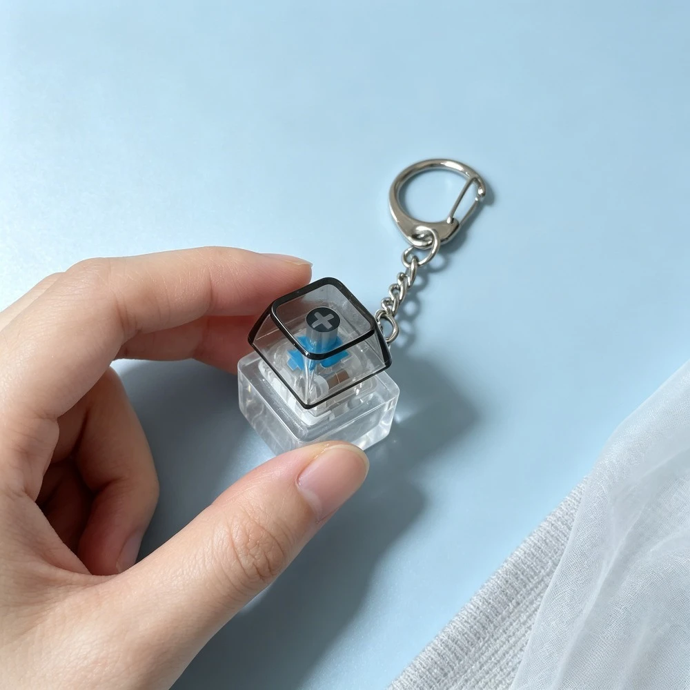 Mechanischer Dekompressions-Tastaturknopf-Schlüsselanhänger, sensorisches Finger-Spielzeug, kleine Gadgets, Anhänger, Neuheit, Rucksack-Dekoration, Geschenke – Detail 1