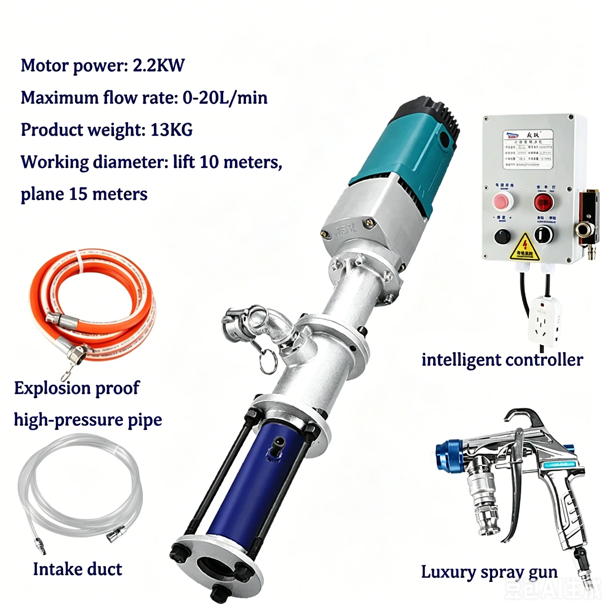 Mini Steel Gun Brushless Spraying Machine For Real Stone Paint Putty Fireproof Coating Anti-Crack Mortar Exterior Wall Construct