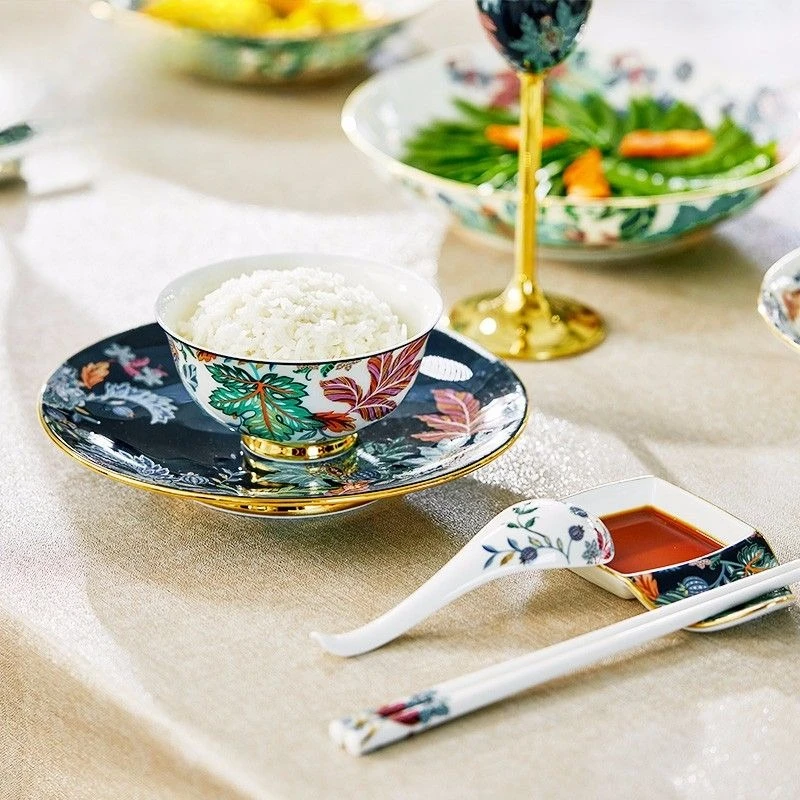 Happy Garden 6-head ceramic tableware, one-person food, dishes, spoons, gifts, British style