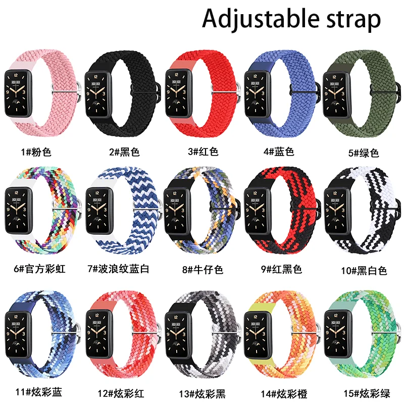 Braided solo loop Strap For Xiaomi Mi Band 7 Pro bracelet Elastic adjustable Wristband Correa miband 7 pro mi band 7 pro strap