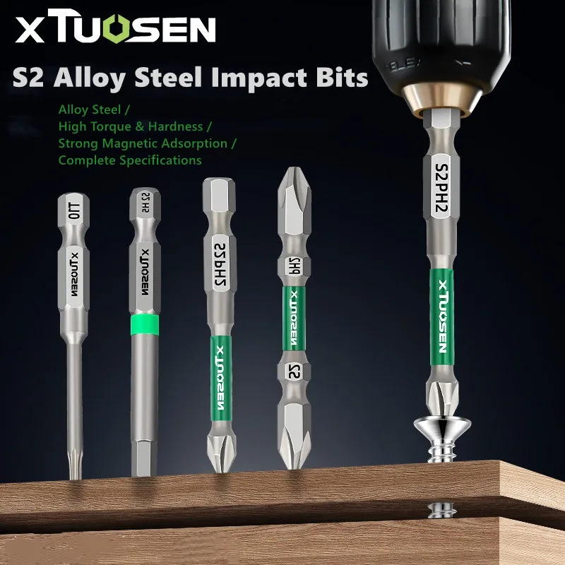 Strong Magnetic Screwdriver Bit Set, Full Kit with Phillips, Torx, Hex, Pozidriv Bits & Magnetizer Ring for Drills & Drivers