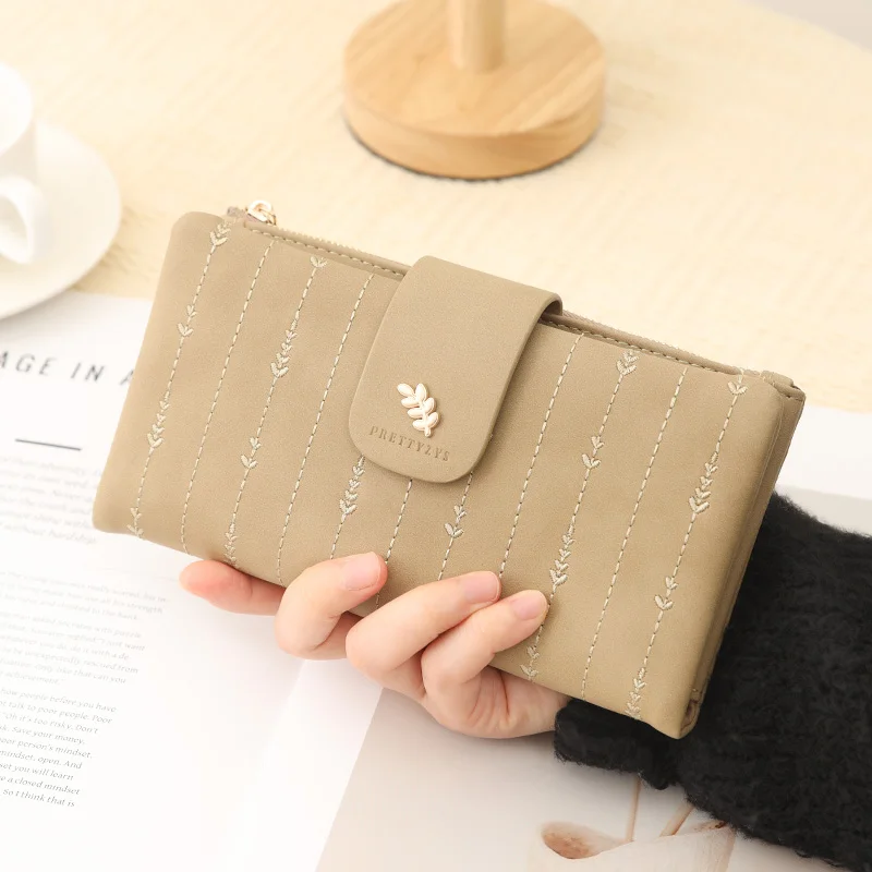 New Women's Wallets Print Long Wallet For Woman Simple Coin Purse Ladies Two Fold Wallet Female PU Leather Card Holder image 2