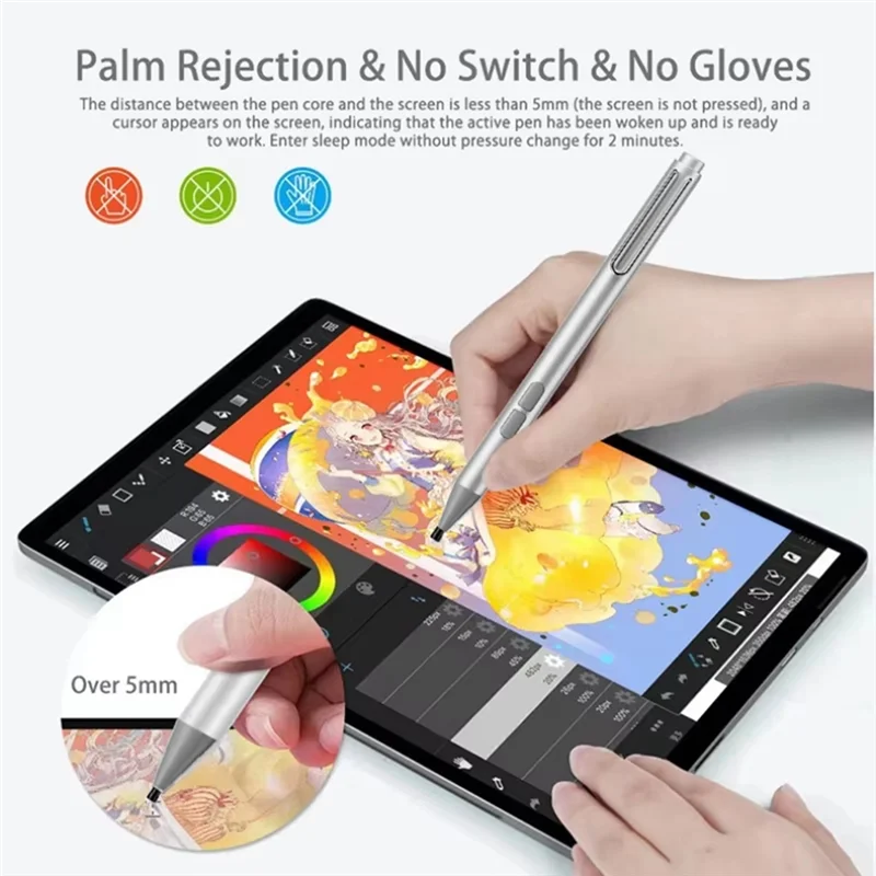 タッチスタイラスペン Microsoft Surface 4096 感圧パームリジェクション Microsoft Surface Pro 9 Pro 8 ラップトップ用