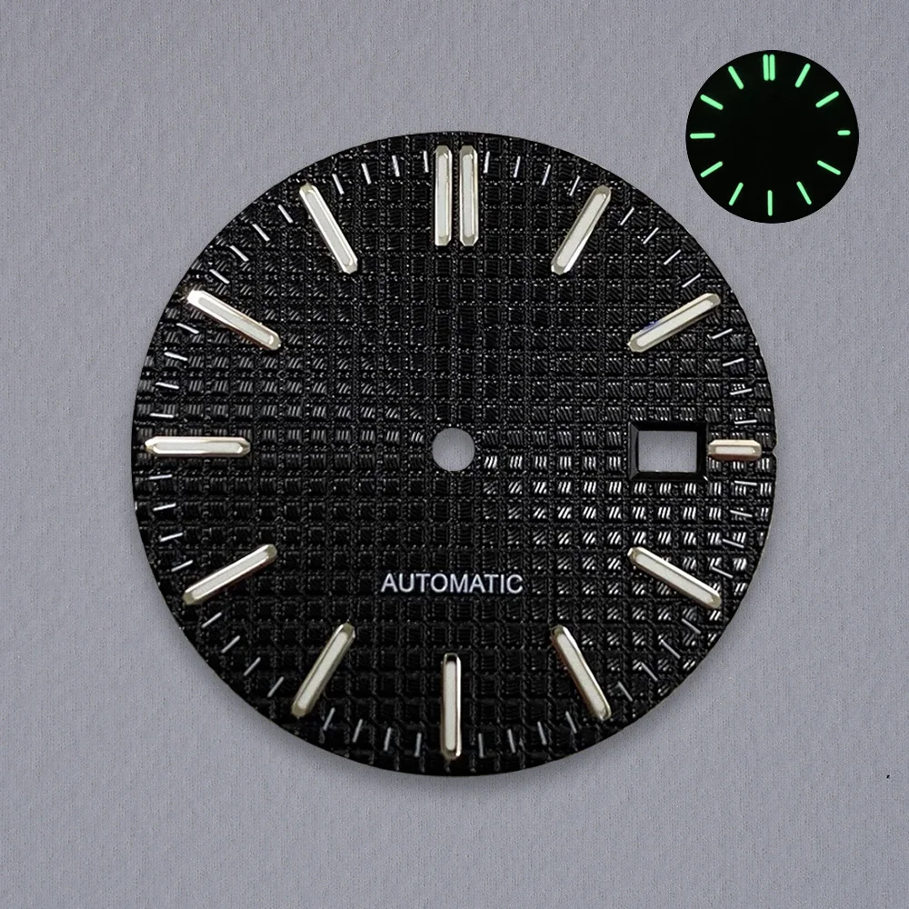 31.8mm S ロゴ オーク文字盤 NH35/NH36 自動巻きムーブメントに適しています グリーン夜光 高品質時計改造アクセサリー