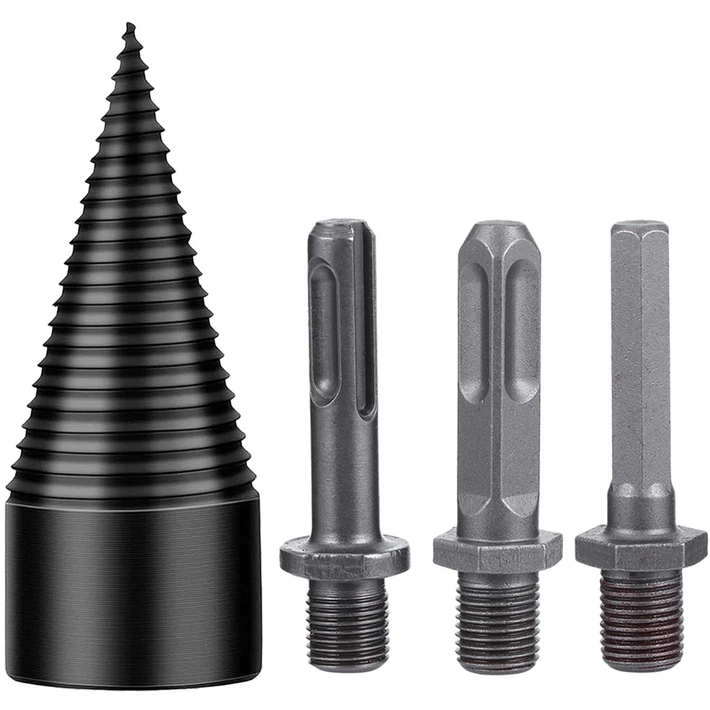 

Firewood Drill Bit Steel Wood Splitting Tool for Oak Hickory Walnut Log Splitter Cone Design Anti Skid Groove Efficient