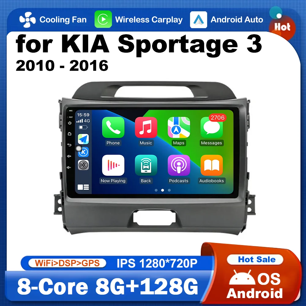 9 inch for KIA Sportage 3 2010 – 2016 Car Radio Video Multimedia Player Android OS GPS Navigation IPS Touch Screen DSP BT WiFi